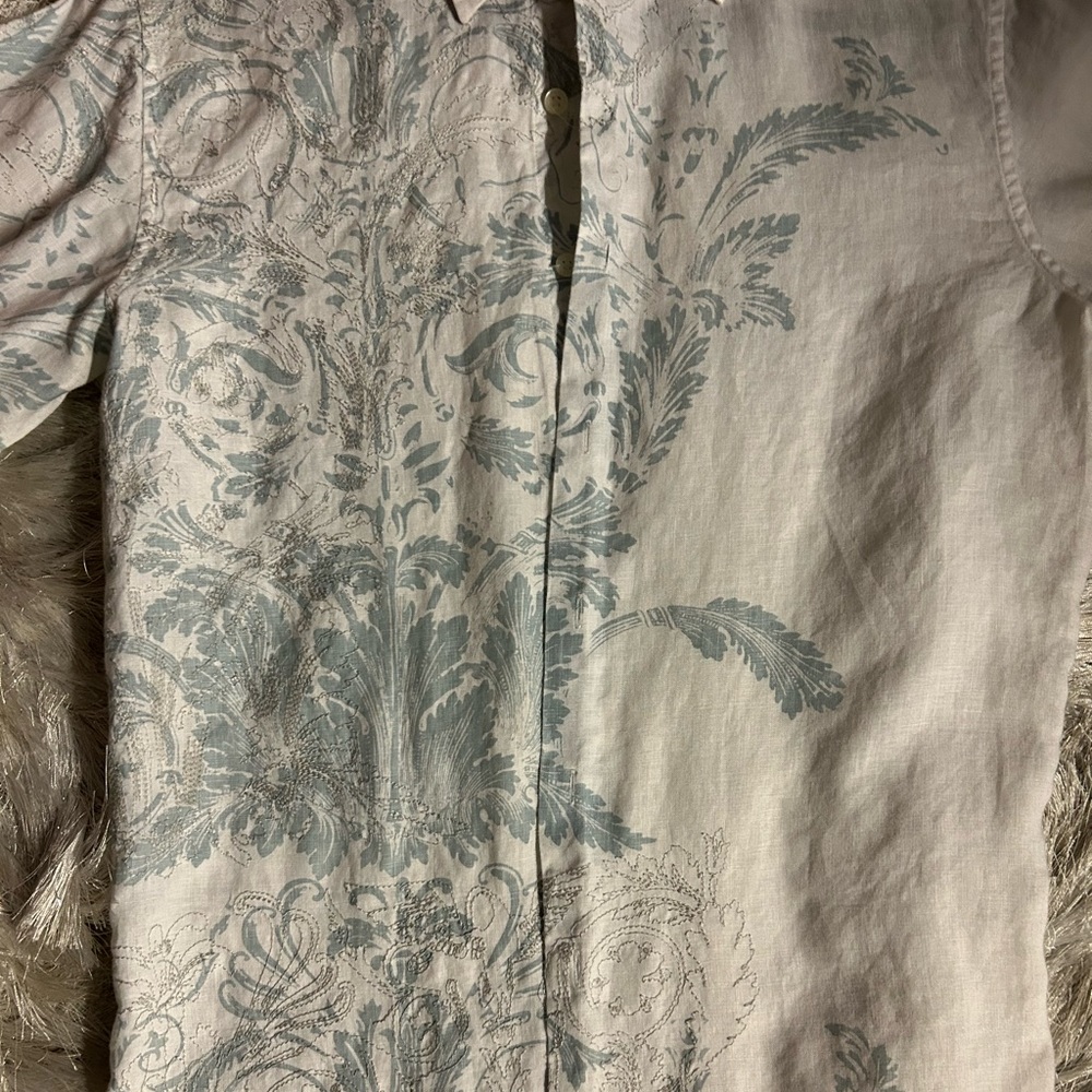 Linen with some Embroidery mixed with a print INC Mens Shirt